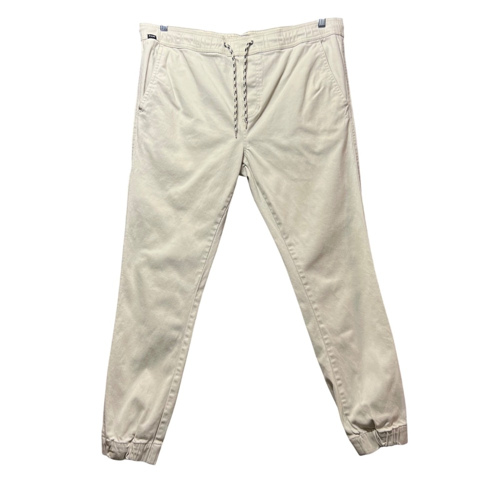 Hype Stretch Jogger Pants Drawstring Waist Casual Comfy Beige Size Large